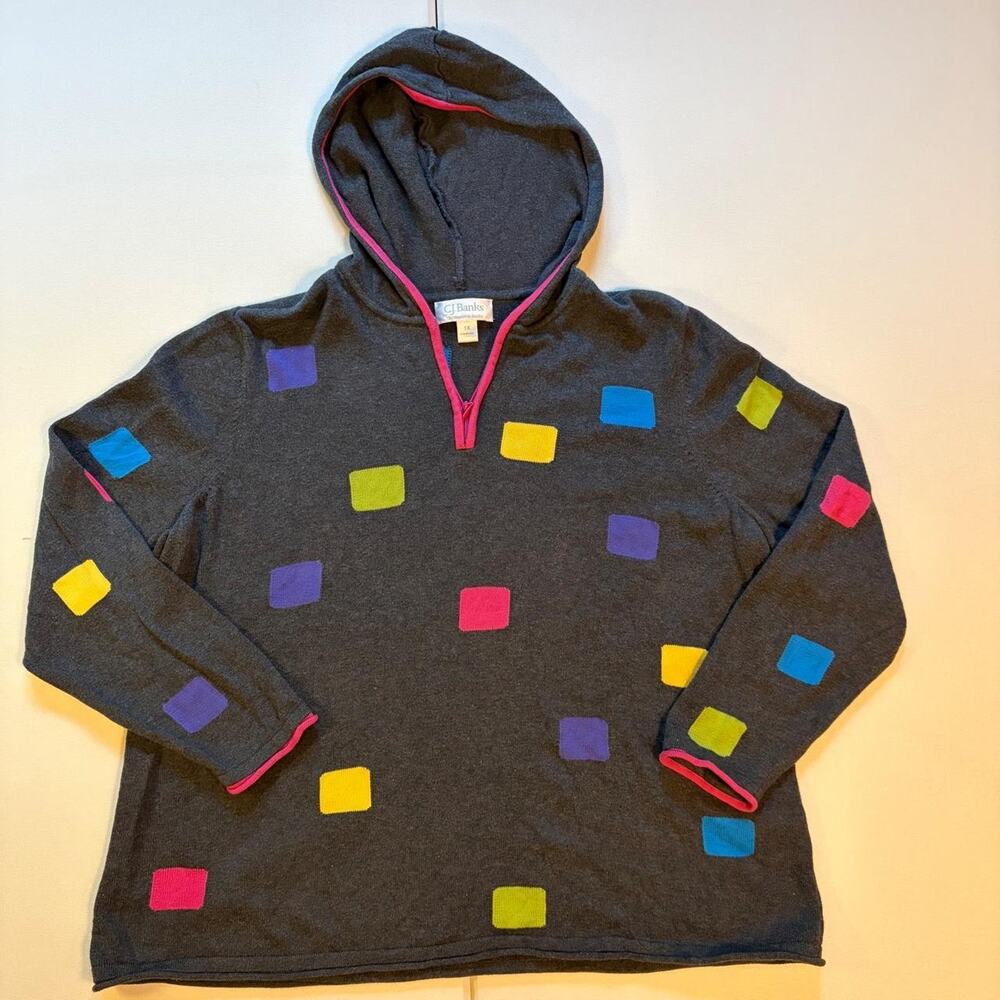 Christopher & Banks Confetti Geo Knit Zip Hoodie 1X